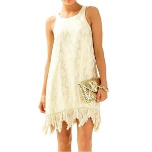Lilly Pulitzer XS EUC Gold Marquette Shift Dress